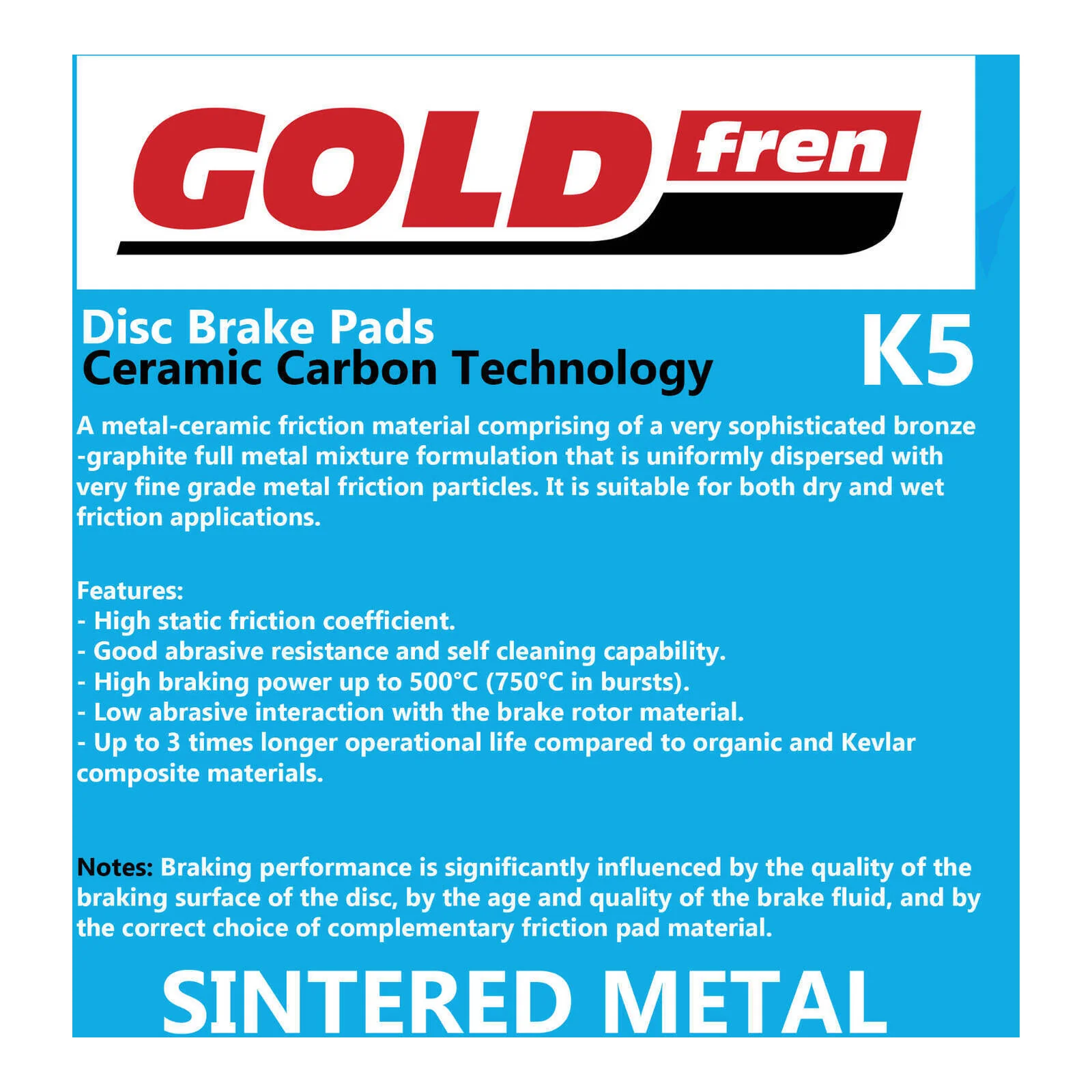 GOLDfren Brake Pads Off-Road Racing GF310 - K5 ( PR450 ) - Image 3