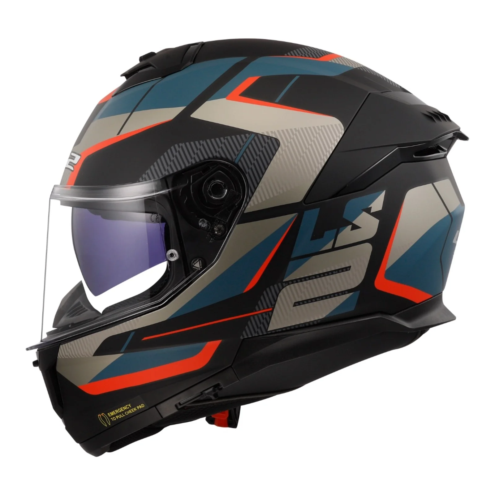 LS2 FF808 Stream II Road Helmet - Matte Black / Blue 06 - Image 2